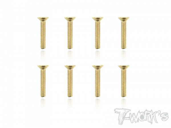 T-Works 3.0 x 16mm Gold Plated Stahl Senkkopf Schraube Innensechskant (8)