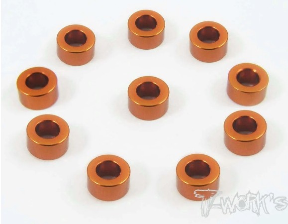 T-Works Alu 3mm x 3,0mm Bore Washer -ORANGE- (10 Stück)