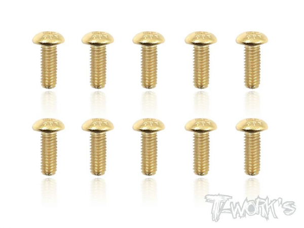 T-Works 3 x 8mm Gold Plated Stahl Rundkopf Schraube Innensechskant (10)