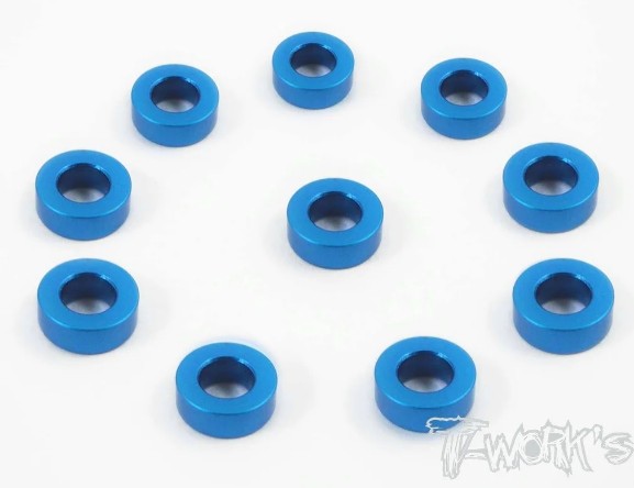 T-Works Alu 3mm x 2,0mm Bore Washer -Tamiya BLAU- (10 Stück)