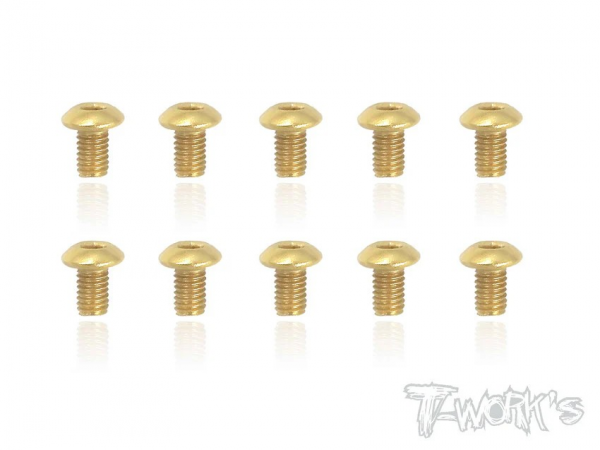 T-Works 3 x 5mm Gold Plated Stahl Rundkopf Schraube Innensechskant (10)