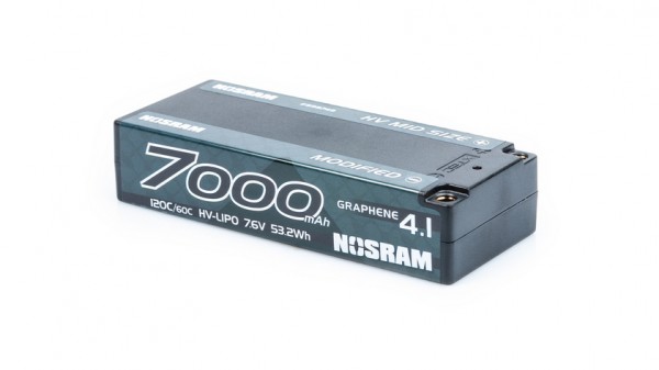 NOSRAM HV Mid Size Modified GRAPHENE-4.1 7000mAh Hardcase Akku - 7.6V LiPo - 120C/60C