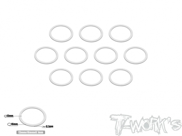 T-Works Edelstahl 13mm x 0,1mm Scheiben (10 Stück)