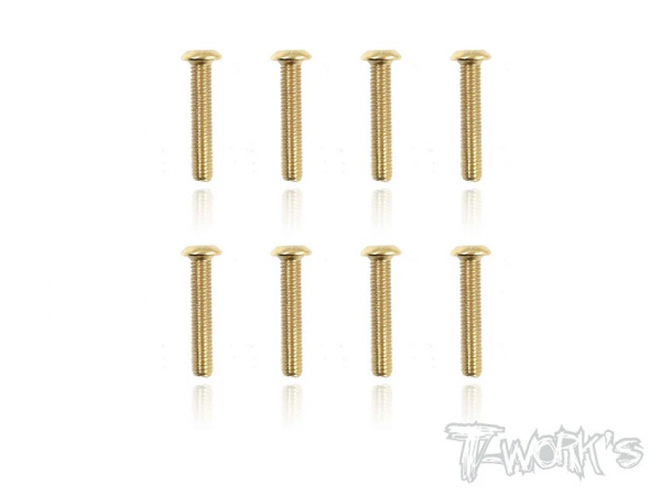 T-Works 3 x 16mm Gold Plated Stahl Rundkopf Schraube Innensechskant (8)