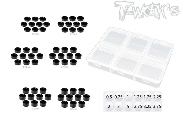 T-Works Alu 3mm Scheiben Set (Schwarz) (60 Stück)