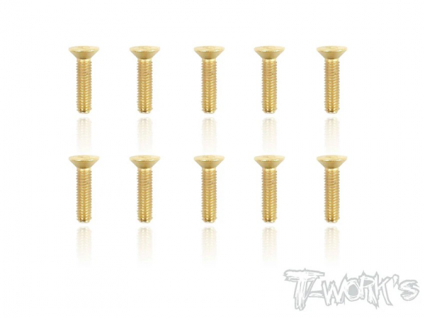 T-Works 3.0 x 12mm Gold Plated Stahl Senkkopf Schraube Innensechskant (10)