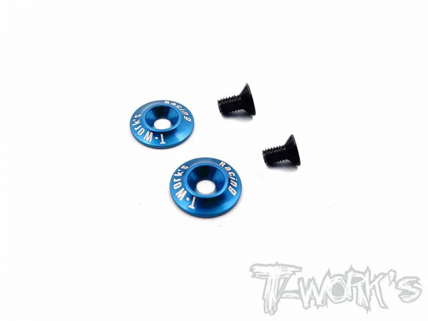 T-Works Alu 1/10 Heckflügel Unterlegscheiben V2 - Blau (2 Stück)