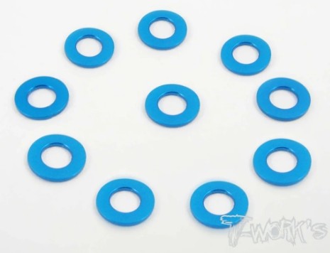 T-Works Alu 3mm x 0,75mm Bore Washer -Tamiya BLAU- (10 Stück)