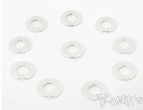 T-Works Alu 3mm x 0,75mm Bore Washer -SILBER- (10 Stück)