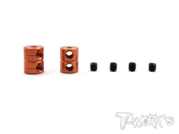 T-Works Alum. 2mm Double Lock Stopper V2 - Orange (2 Stück)