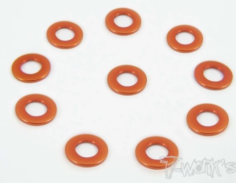 T-Works Alu 3mm x 0,5mm Bore Washer -ORANGE- (10 Stück)