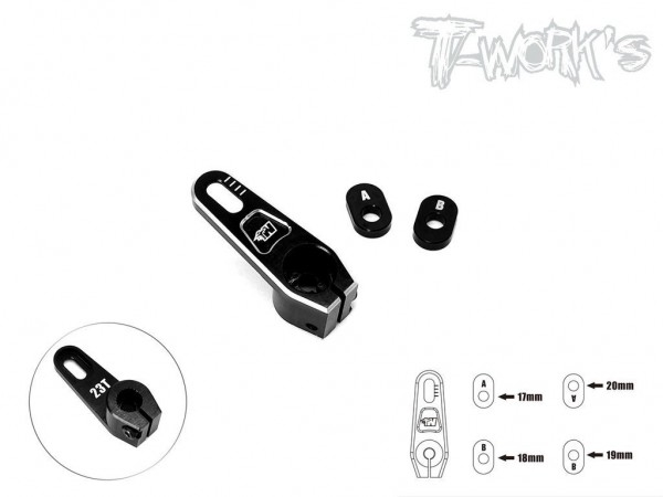 T-Works Alu Servo Horn - einstellbar - 23 Zähne - SCHWARZ