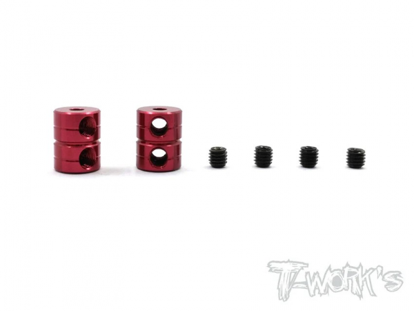 T-Works Alum. 2mm Double Lock Stopper V2 - Rot (2 Stück)