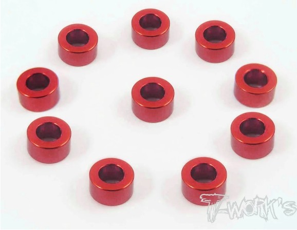 T-Works Alu 3mm x 3,0mm Bore Washer -ROT- (10 Stück)