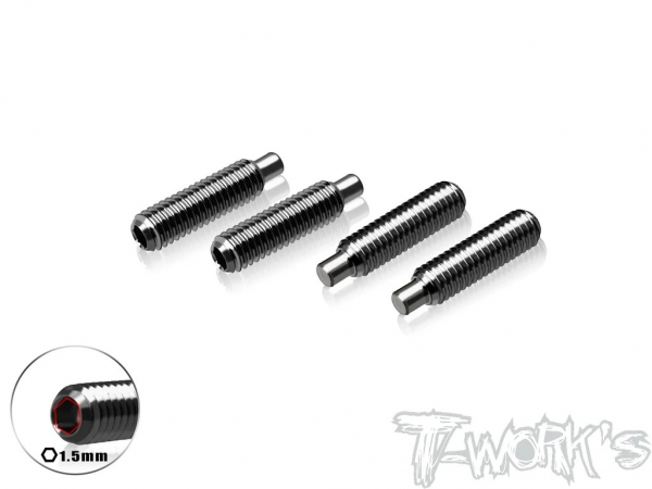 T-Works Titan Madenschrauben mit Zentrierstift - M3x12mm - für XRAY X4 (4 Stück)