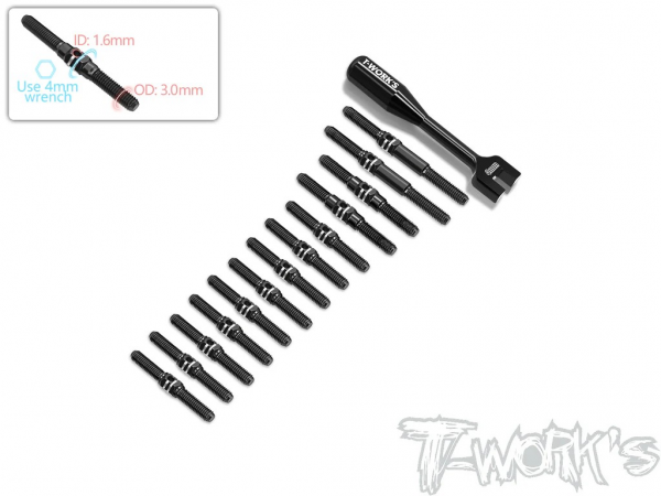 T-Works 64 Titan Spurstangen Set für Xray X4'25 - Schwarz - (13 pcs)