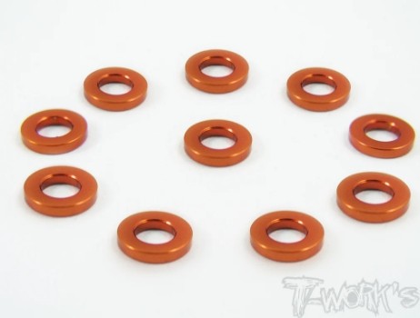 T-Works Alu 3mm x 1,0mm Bore Washer -ORANGE- (10 Stück)