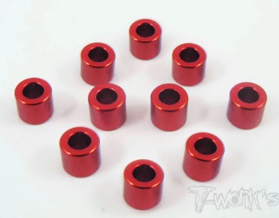 T-Works Alu 3mm x 5,0mm Bore Washer -ROT- (10 Stück)