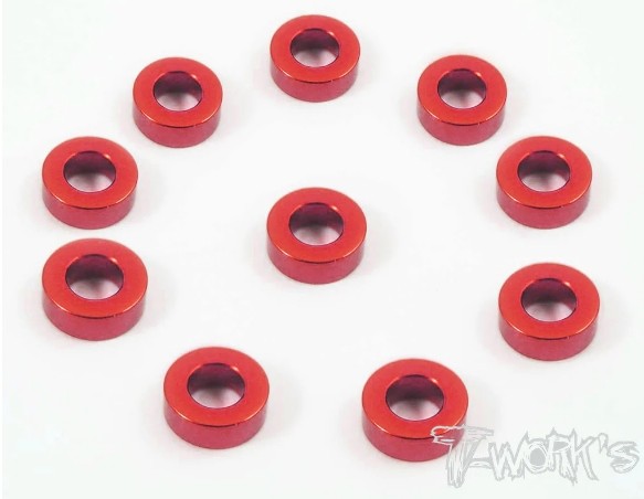 T-Works Alu 3mm x 2,0mm Bore Washer -ROT- (10 Stück)