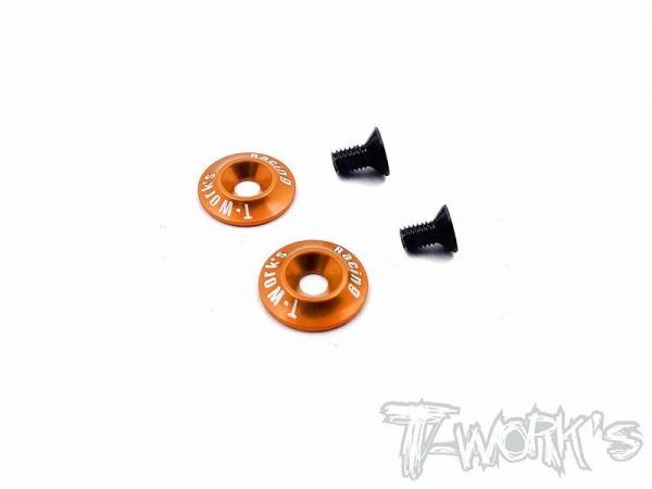 T-Works Alu 1/10 Heckflügel Unterlegscheiben V2 - Orange (2 Stück)