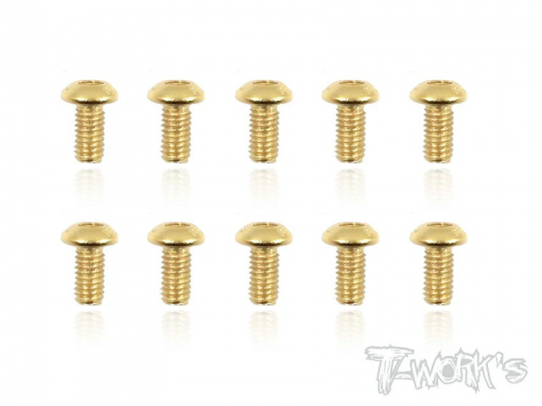 T-Works 3 x 6mm Gold Plated Stahl Rundkopf Schraube Innensechskant (10)