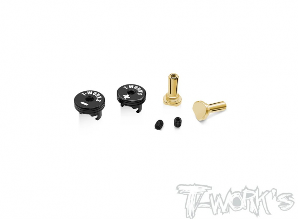 T-Works 4mm Goldstecker mit Alu Griffstücken (- schwarz / + schwarz) (2 Stück)