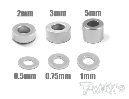 T-Works Alu 3mm Bore Washer Set -SILBER- (24 Stück)