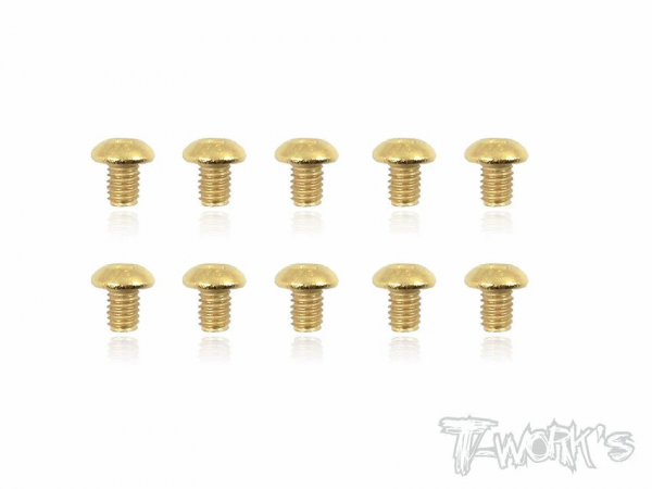 T-Works 3 x 4mm Gold Plated Stahl Rundkopf Schraube Innensechskant (10)