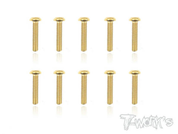 T-Works 3 x 14mm Gold Plated Stahl Rundkopf Schraube Innensechskant (10)