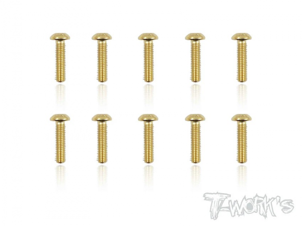 T-Works 3 x 12mm Gold Plated Stahl Rundkopf Schraube Innensechskant (10)