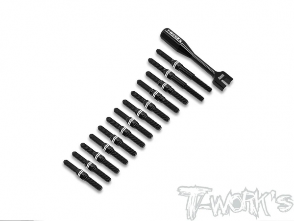 T-Works 64 Aluminium Gewinde-/Spurstangen Set für Xray X4'25 - Schwarz (13 pcs)