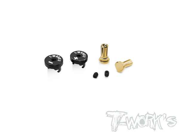 T-Works 5mm Goldstecker mit Alu Griffstücken (- schwarz / + schwarz) (2 Stück)