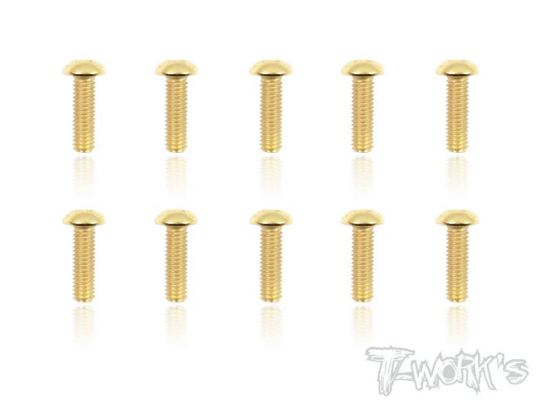 T-Works 3 x 10mm Gold Plated Stahl Rundkopf Schraube Innensechskant (10)