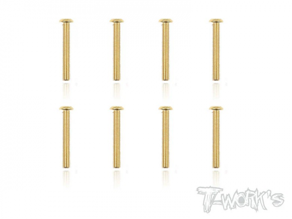 T-Works 3 x 20mm Gold Plated Stahl Rundkopf Schraube Innensechskant (8)