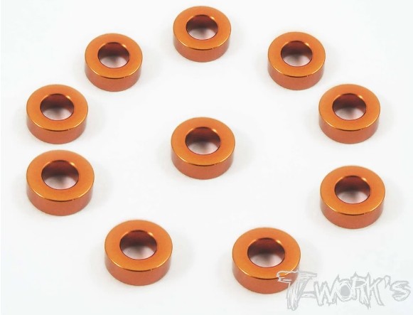 T-Works Alu 3mm x 2,0mm Bore Washer -ORANGE- (10 Stück)