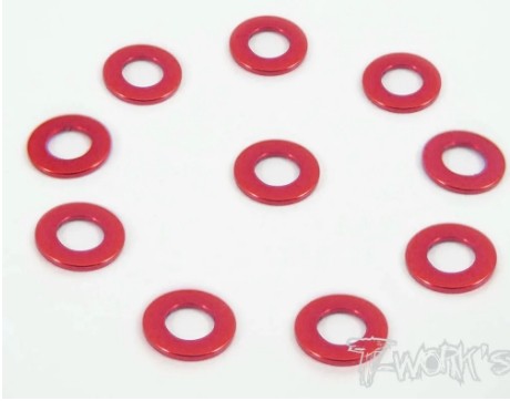 T-Works Alu 3mm x 0,5mm Bore Washer -ROT- (10 Stück)