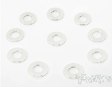 T-Works Alu 3mm x 0,5mm Bore Washer -SILBER- (10 Stück)